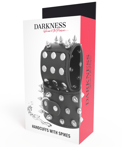 DARKNESS - SKULLS AND BONES BLACK SPIKED HANDCUFFS DARKNESS - SKULLS AND BONES BLACK SPIKED HANDCUFFS