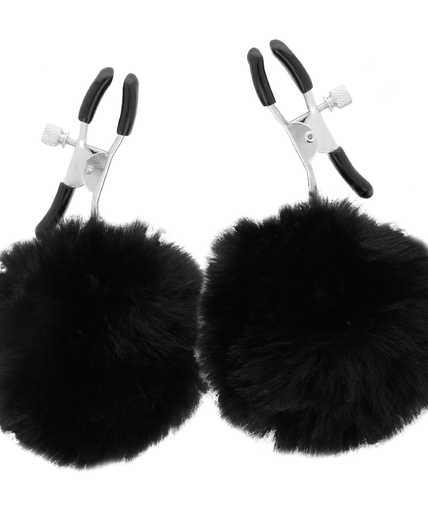 DARKNESS - NIPPLE CLAMPS WITH POM POMS 1 DARKNESS - NIPPLE CLAMPS WITH POM POMS 1