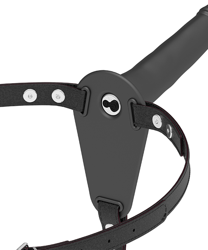 FETISH ONDERDANIG TUIGJE - ZWARTE SILICONEN VIBRATOR 15 CM