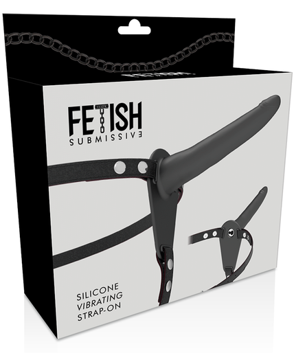 FETISH SUBMISSIVE HARNESS - BLACK SILICONE VIBRATOR 15 CM FETISH SUBMISSIVE HARNESS - BLACK SILICONE VIBRATOR 15 CM