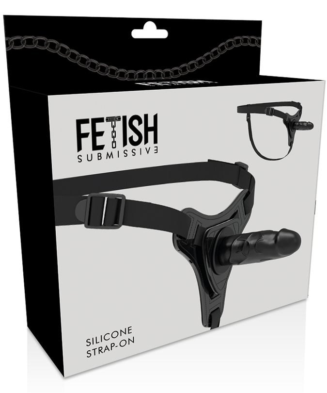 FETISH SUBMISSIVE HARNESS - REALISTIC BLACK SILICONE 15 CM