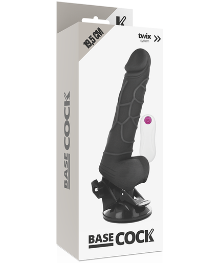 BASECOCK - REALISTIC VIBRATOR REMOTE CONTROL BLACK WITH TESTICLES 19.5 CM -O- 4 CM BASECOCK - REALISTIC VIBRATOR REMOTE CONTROL BLACK WITH TESTICLES 19.5 CM -O- 4 CM