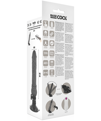 BASECOCK - REALISTIC VIBRATOR REMOTE CONTROL BLACK 19.5 CM -O- 4 CM BASECOCK - REALISTIC VIBRATOR REMOTE CONTROL BLACK 19.5 CM -O- 4 CM