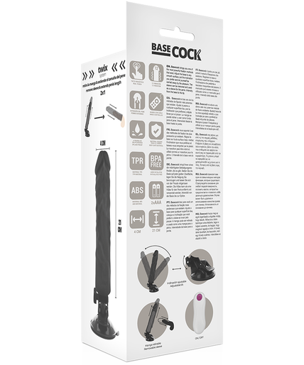 BASECOCK - REALISTIC VIBRATOR REMOTE CONTROL BLACK 21 CM -O- 4 CM BASECOCK - REALISTIC VIBRATOR REMOTE CONTROL BLACK 21 CM -O- 4 CM