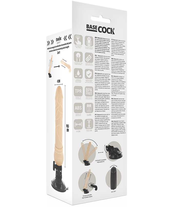 BASECOCK - REALISTIC VIBRATOR REMOTE CONTROL FLESH 19.5 CM -O- 4 CM