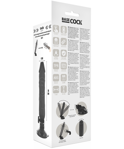 BASECOCK - REALISTIC VIBRATOR REMOTE CONTROL BLACK 20 CM -O- 4 CM BASECOCK - REALISTIC VIBRATOR REMOTE CONTROL BLACK 20 CM -O- 4 CM