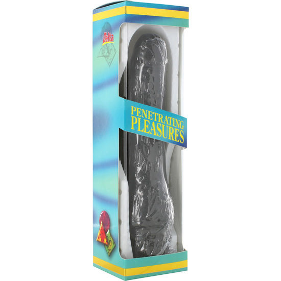 Seven Creations – Vinyl P-vormige vibrator zwarte penis 20 cm