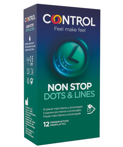 CONTROL - NONSTOP DOTS AND LINES CONDOMS 12 STUKS CONTROL - NONSTOP DOTS AND LINES CONDOMS 12 STUKS