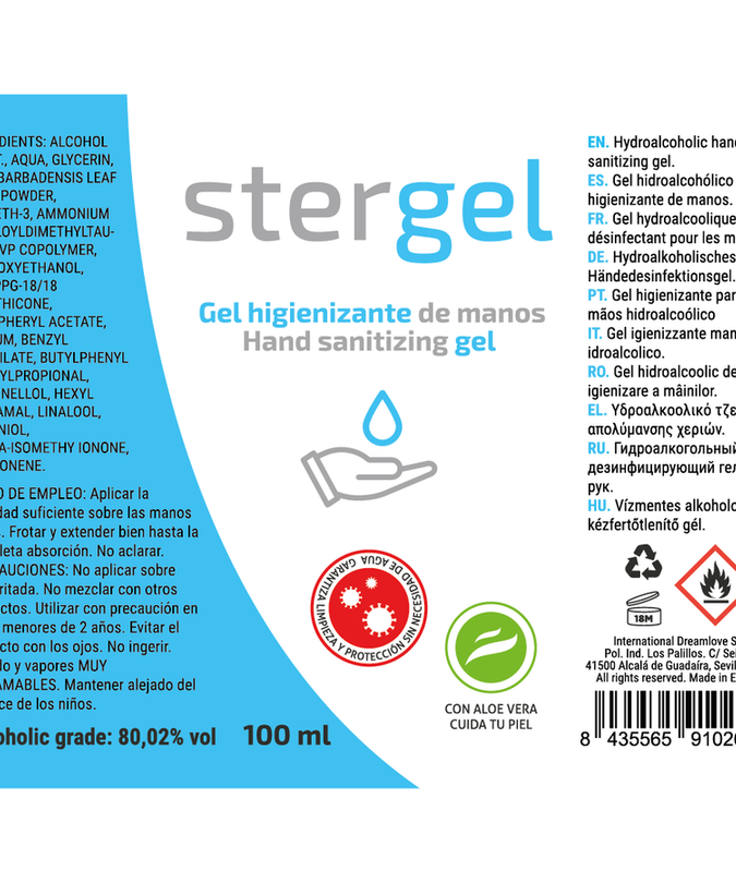 STERGEL - HYDROALCOHOLISCHE HANDGEL ALOE VERA 100ML