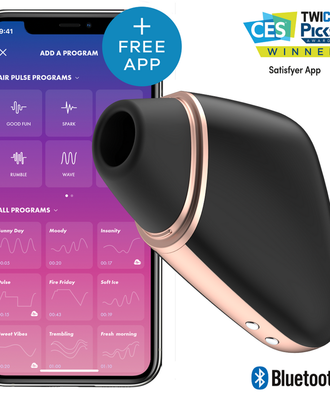 SATISFYER - LOVE TRIANGLE AIR PULSE STIMULATOR & VIBRATOR BLACK