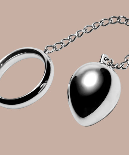 Metal Hard – Cockring 45mm met ketting en metalen bal – roestvrij staal Metal Hard – Cockring 45mm met ketting en metalen bal – roestvrij staal