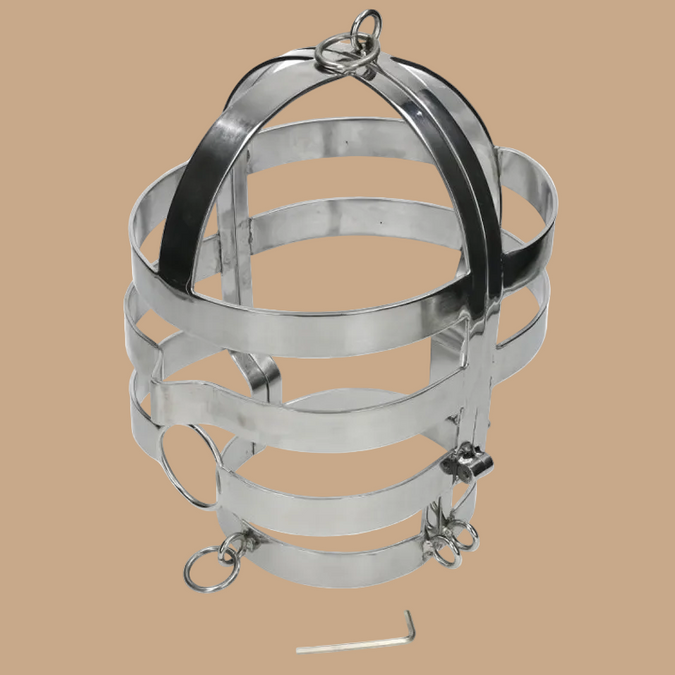Metalen hard BDSM-masker met stalen ketting