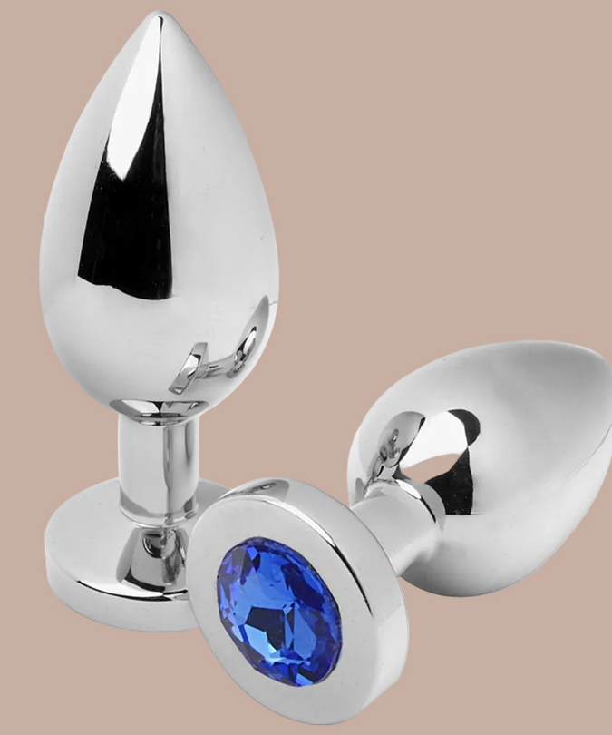 Metal Hard – Anale Plug Diamant Blauw Klein 5,71 cm
