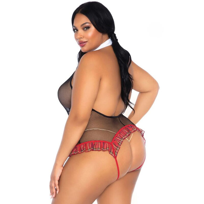 LEG AVENUE - SCHOOLMEISJE KRUISOZE FITNESSTEDDY PLUS SIZE