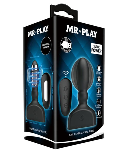 MR PLAY - BLACK INFLATABLE ANAL PLUG REMOTE CONTROL MR PLAY - BLACK INFLATABLE ANAL PLUG REMOTE CONTROL