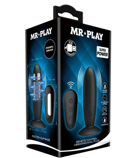 MR PLAY - ANAL PLUG WITH VIBRATION BLACK REMOTE CONTROL MR PLAY - ANAL PLUG WITH VIBRATION BLACK REMOTE CONTROL