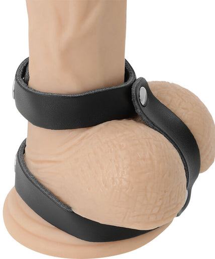 DARKNESS - LEATHER ADJUSTABLE PENIS AND TESTICLE RING DARKNESS - LEATHER ADJUSTABLE PENIS AND TESTICLE RING