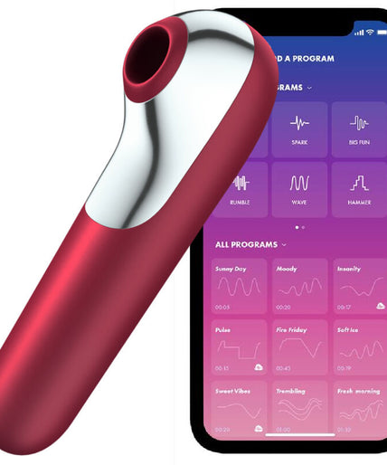 SATISFYER - DUAL LOVE VIBRATOR AND SUCTIONER WITH PULSED AIR RED SATISFYER - DUAL LOVE VIBRATOR AND SUCTIONER WITH PULSED AIR RED