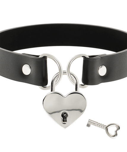 COQUETTE CHIC DESIRE - VEGAN LEATHER NECKLACE WITH HEART ACCESSORY WITH KEY COQUETTE CHIC DESIRE - VEGAN LEATHER NECKLACE WITH HEART ACCESSORY WITH KEY