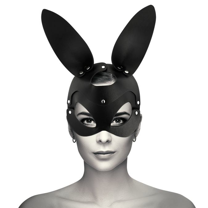 COQUETTE CHIC DESIRE - VEGAN LEREN MASKER MET KONIJNENOREN