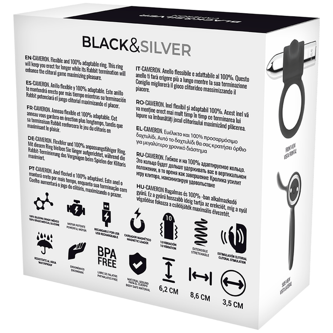 Black&silver – Cameron Wiederaufladbarer Ring Silber