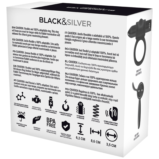 Black&silver – Cameron Schwarzer Wiederaufladbarer Ring