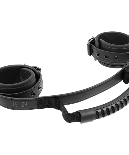 FETISH SUBMISSIVE - NOPRENE LINING HANDCUFFS WITH HANDLE FETISH SUBMISSIVE - NOPRENE LINING HANDCUFFS WITH HANDLE