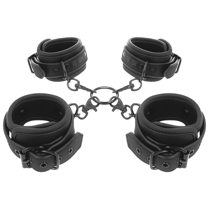 FETISH SUBMISSIVE - SET OF HAND AND ANKLE HANDCUFFS WITH NOPRENE LINING