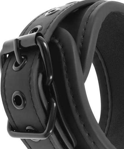Fetish Submissive – Vegan Leather Necklace and Handcuffs with Noprene Lining Fetish Submissive – Vegan Leather Necklace and Handcuffs with Noprene Lining