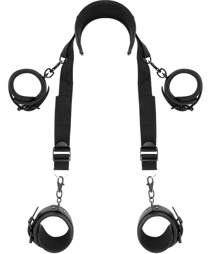 FETISH SUBMISSIVE - MASTER POSITION WITH 4 NOPRENE-LINED HANDCUFFS FETISH SUBMISSIVE - MASTER POSITION WITH 4 NOPRENE-LINED HANDCUFFS