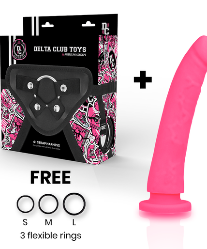 DELTA CLUB - TOYS HARNAS + DONG ROZE SILICONE 17 CM -O- 3 CM DELTA CLUB - TOYS HARNAS + DONG ROZE SILICONE 17 CM -O- 3 CM
