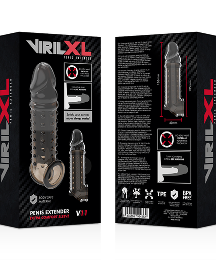 VIRILXL - PENISVERLENGSTUK EN SHEATH V11 ZWART VIRILXL - PENISVERLENGSTUK EN SHEATH V11 ZWART