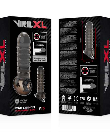VIRILXL - PENISVERLENGING EN CONDOOM V15 ZWART VIRILXL - PENISVERLENGING EN CONDOOM V15 ZWART