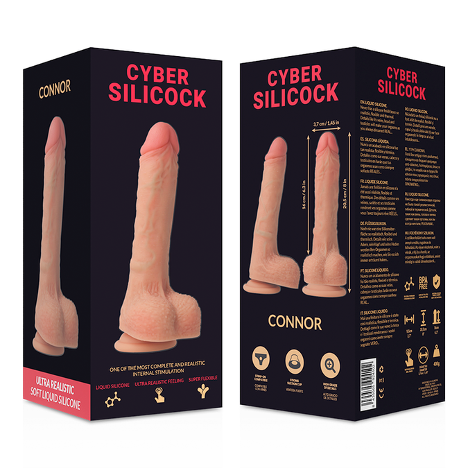CYBER SILICOCK - CONNOR ULTRA REALISTISCH ZACHT VLOEIBAAR SILICOON 20,5 CM -O- 3,7 CM