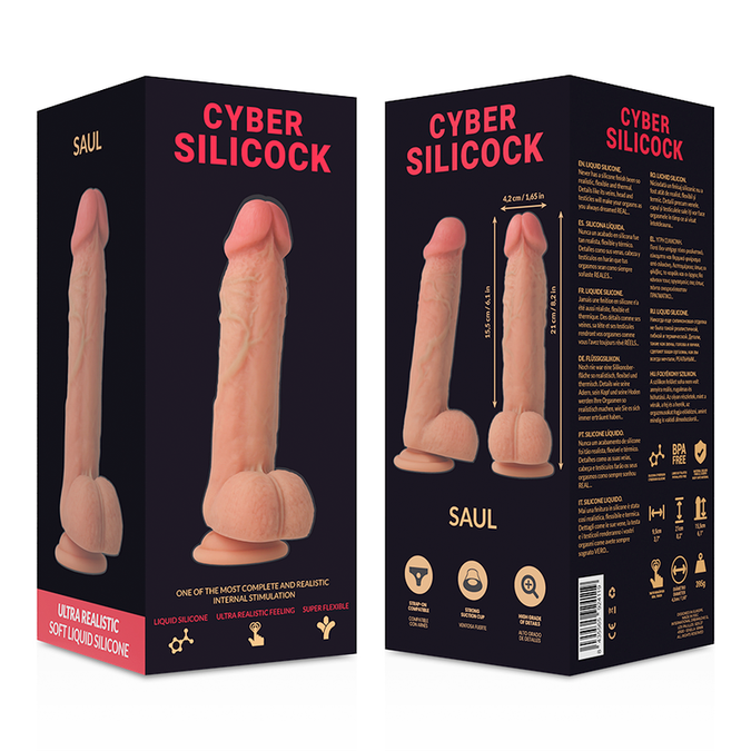 Cyber Silicock – Strap-on Saul vloeibaar siliconen met 3 ringen gratis 15,5 cm – O – 4,2 cm