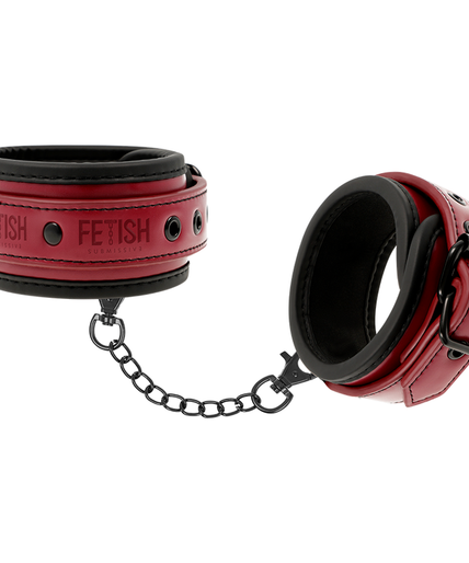FETISH SUBMISSIVE DARK ROOM - VEGAN LEATHER ANKLE HANDCUFFS WITH NEOPRENE LINING FETISH SUBMISSIVE DARK ROOM - VEGAN LEATHER ANKLE HANDCUFFS WITH NEOPRENE LINING