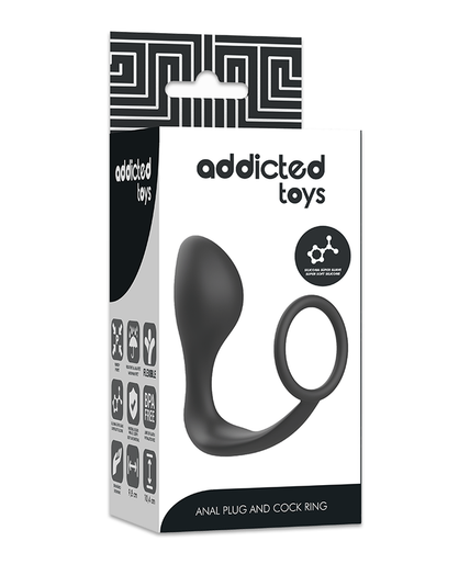 Addicted Toys – Vibrerende anaalplug met siliconen cockring – Zwart Addicted Toys – Vibrerende anaalplug met siliconen cockring – Zwart