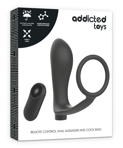 ADDICTED TOYS - PENIS RING WITH REMOTE CONTROL ANAL PLUG BLACK RECHARGEABLE ADDICTED TOYS - PENIS RING WITH REMOTE CONTROL ANAL PLUG BLACK RECHARGEABLE