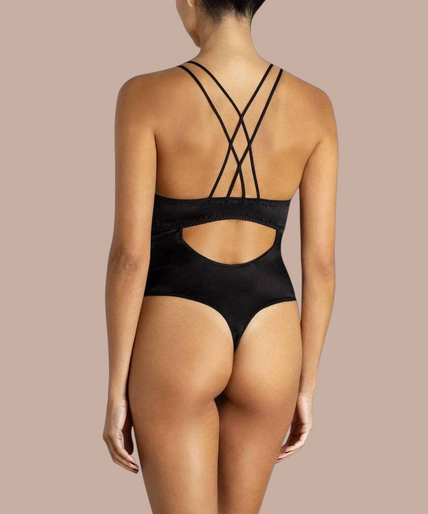 Coco de Mer – Sylph Bodysuit Black – 50%! Pleasurements Coco de Mer zwarte zijden Sylph bodysuit met sweetheart halslijn en gestructureerde bandjes
