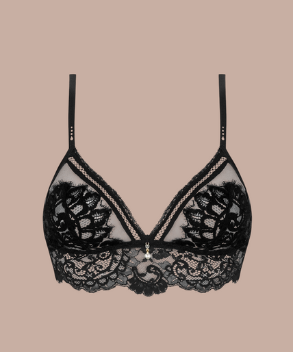 Lise Charmel – Désirs de Venise Triangle Bra Black – 50%! Lise Charmel Triangle Bra Desirs de Venise in Seductive Black - Pleasurements