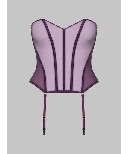 Maison Close L'Amoureuse Korset met Bretels Paarse Orchidee Maison Close L'Amoureuse Corset with Suspenders Purple Orchid - Pleasurements