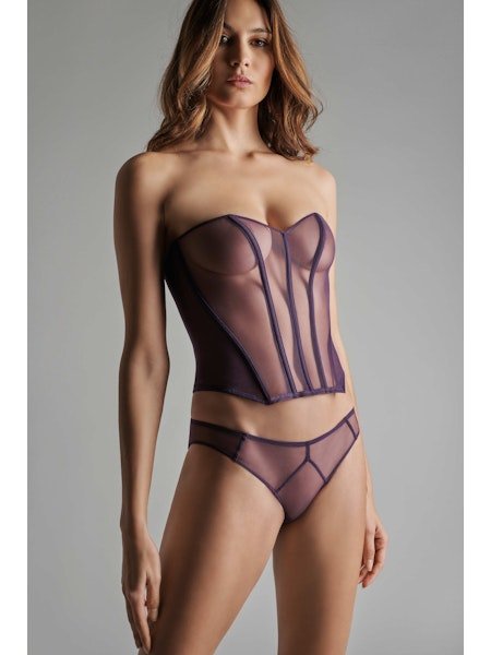 Maison Close L'Amoureuse Corset with Suspenders Purple Orchid - Pleasurements