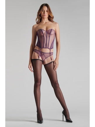 Maison Close L'Amoureuse Korset met Bretels Paarse Orchidee Maison Close L'Amoureuse Corset with Suspenders Purple Orchid - Pleasurements