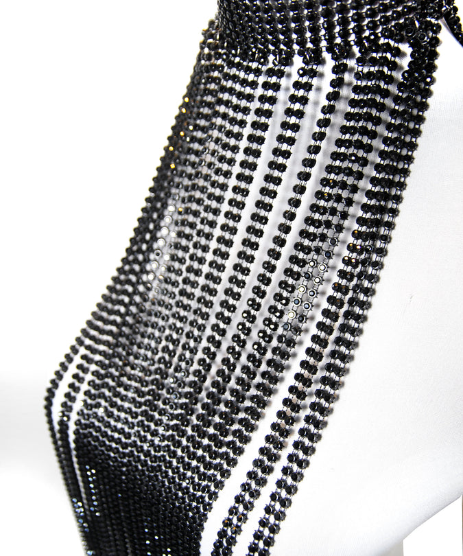 Mondin Black Crystal Fringes – Exclusive Breast Jewelry