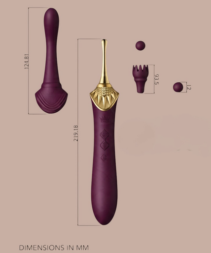 Zalo – Bess 2 Clitorismassager Paars Pleasurements Zalo Bess 2 paarse clitorisstimulator van siliconen met verwisselbare opzetstukken en gouden details.