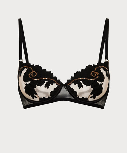 Mysthis Underwire bra in Zwart met Goud Shikkosa Misthys Underwire bra in Black & Gold - Pleasurements