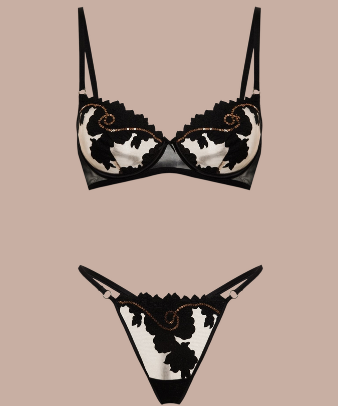 Shikkosa Misthys Underwire bra in Black & Gold - Pleasurements