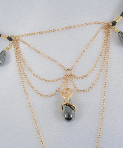 Secret Passion Hematite Pearls G-String gold
