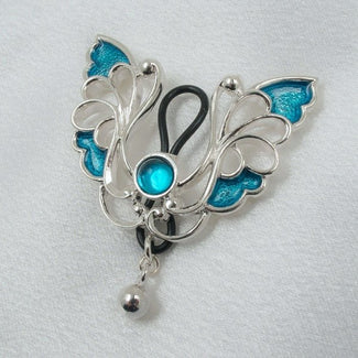 Breast Jewel Blue Butterfly Kisses Zilver Sylvie Monthulé Blue Butterfly Kisses Nipple Design Silver - Pleasurements