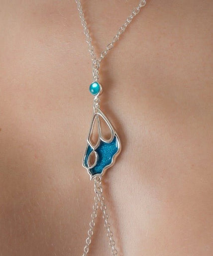 Sylvie Monthulé Breast Collar Blue Butterfly Wings Design Silver Sylvie Monthulé Breast Collar Blue Butterfly Wings Design Silver - Pleasurements